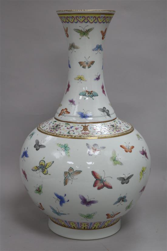 A Chinese famille rose bottle vase, Guangxu mark but later, 15in.